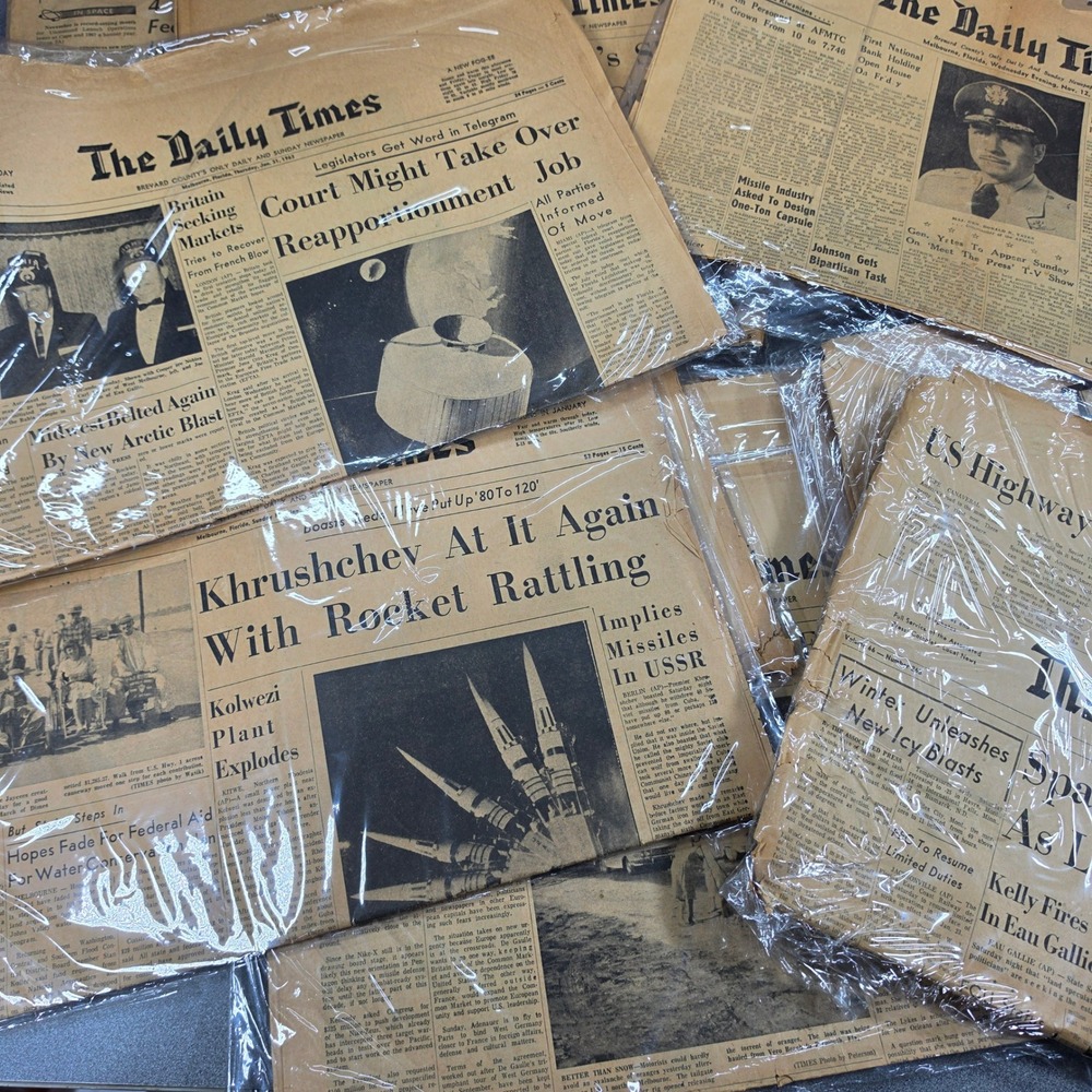 Vintage Brevard County Florida Newspapers 1958-1967 Cold War Space Age Lot 14 - Picture 1 of 16